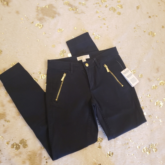 Michael Kors 0 Navy Skinny Zipper Cargo Pants - Picture 1 of 10